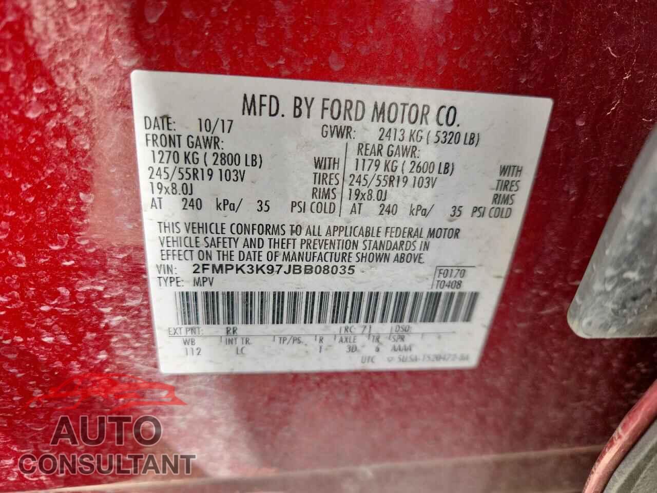FORD EDGE 2018 - 2FMPK3K97JBB08035
