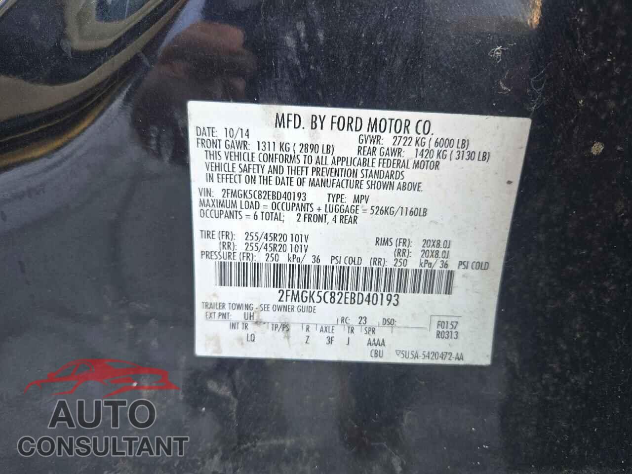 FORD FLEX 2014 - 2FMGK5C82EBD40193