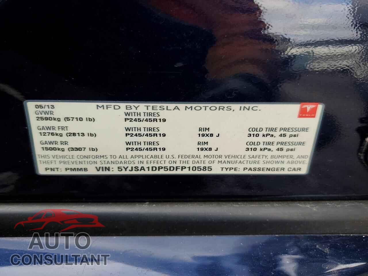 TESLA MODEL S 2013 - 5YJSA1DP5DFP10585
