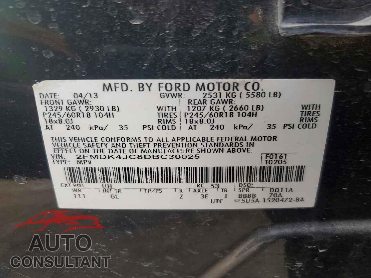 FORD EDGE 2013 - 2FMDK4JC8DBC30025