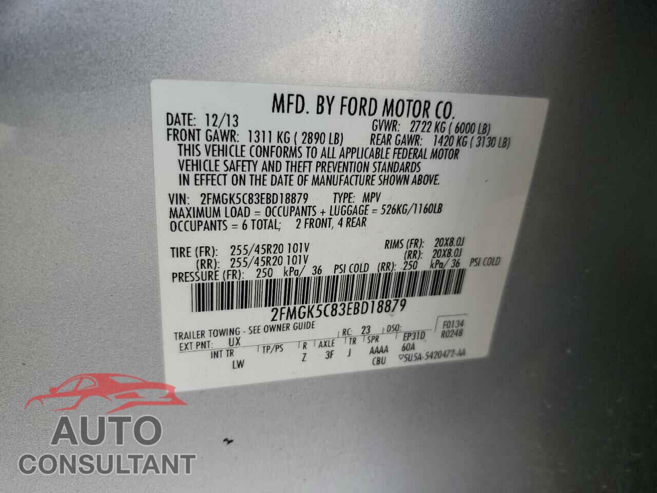 FORD FLEX 2014 - 2FMGK5C83EBD18879