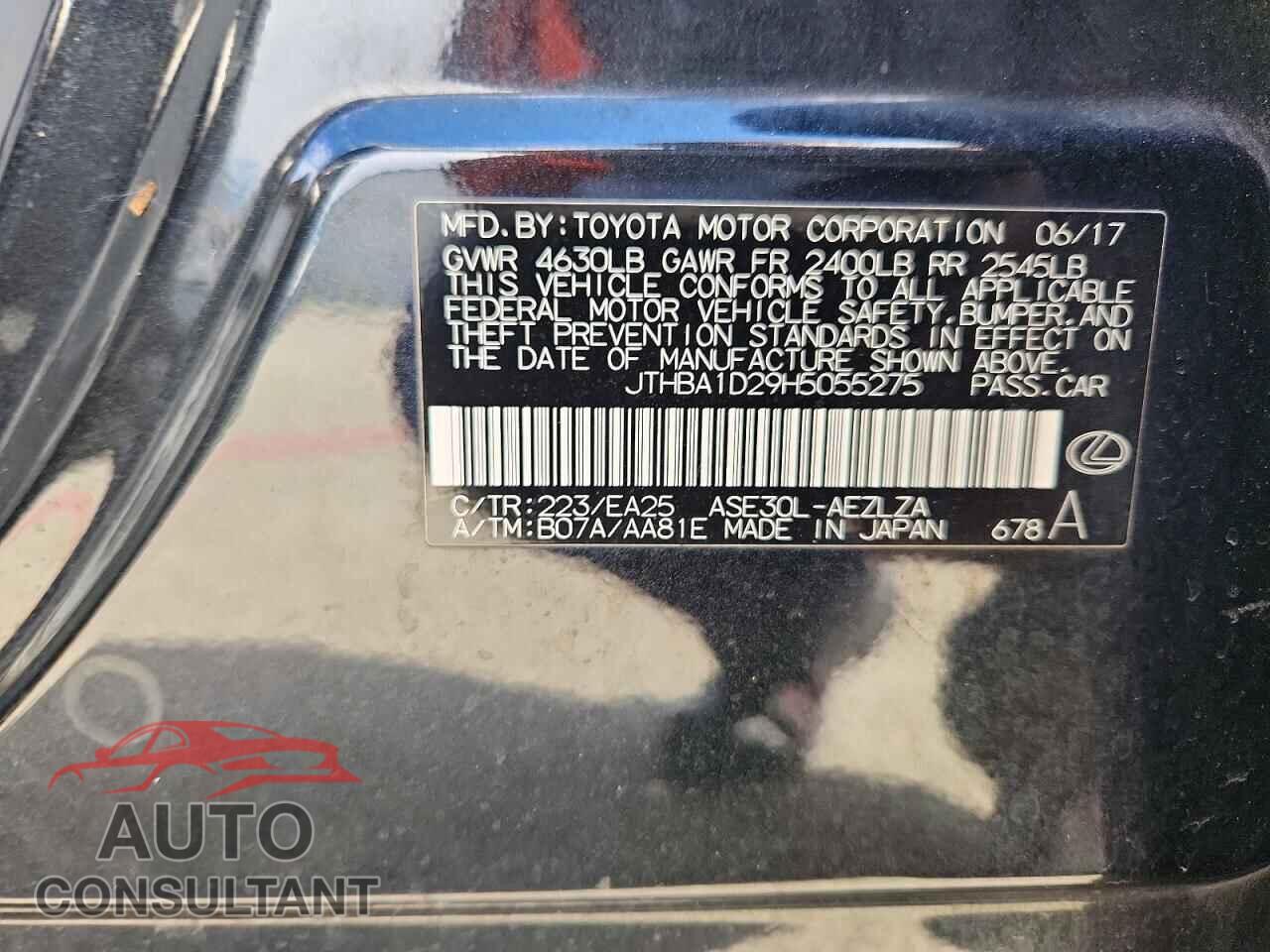 LEXUS IS 2017 - JTHBA1D29H5055275