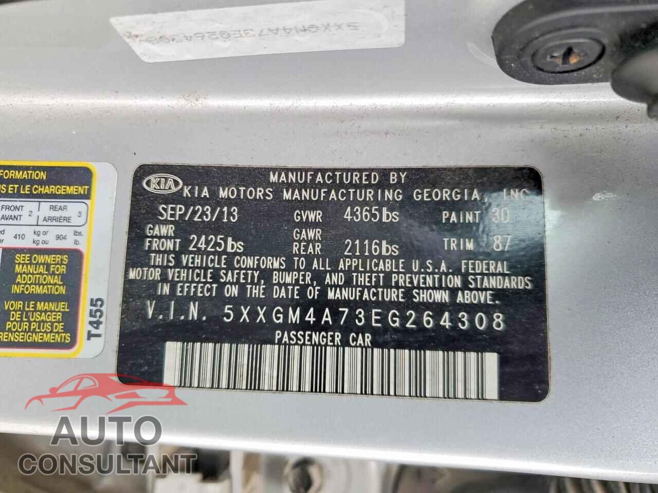 KIA OPTIMA 2014 - 5XXGM4A73EG264308