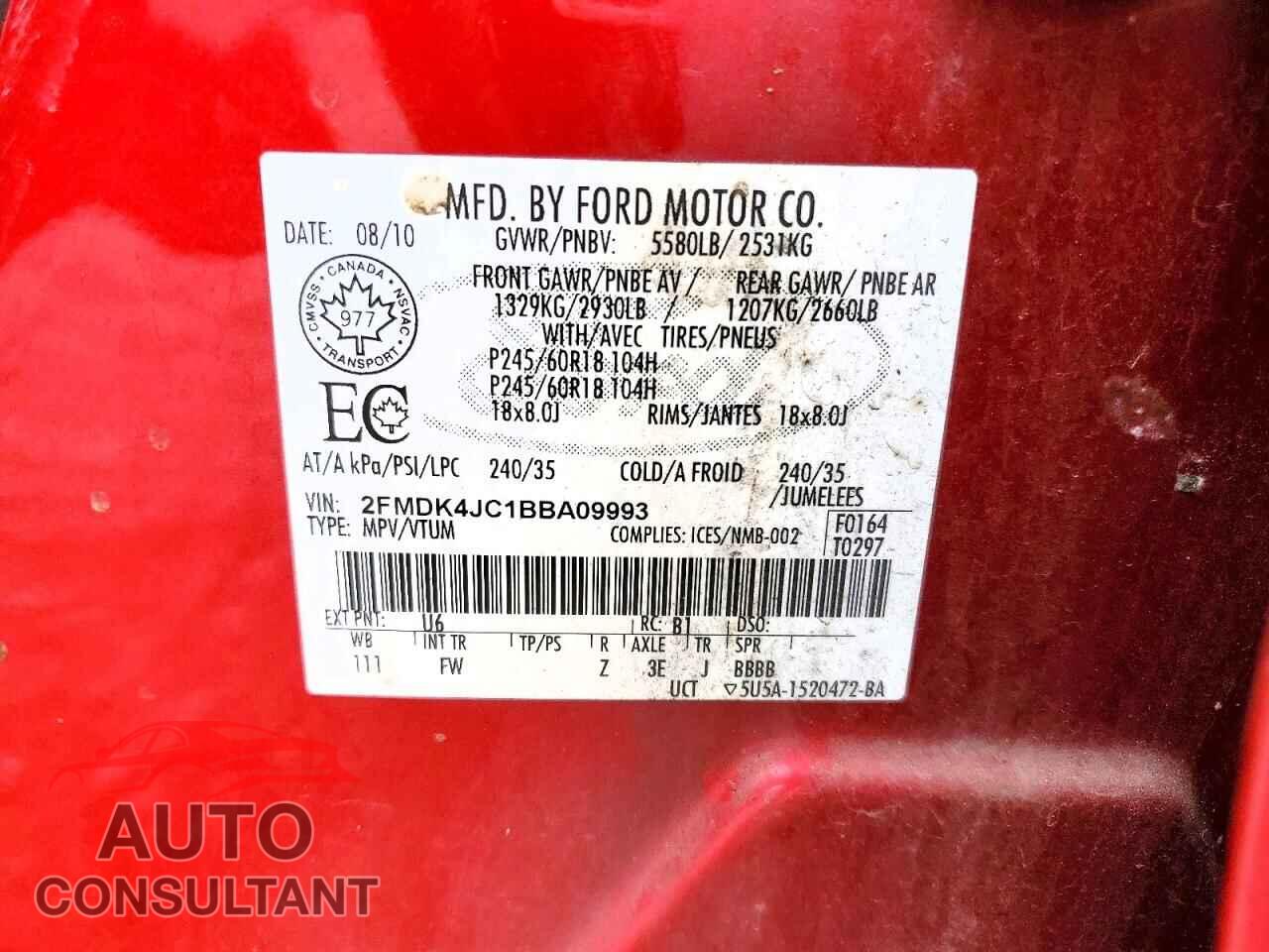 FORD EDGE 2011 - 2FMDK4JC1BBA09993