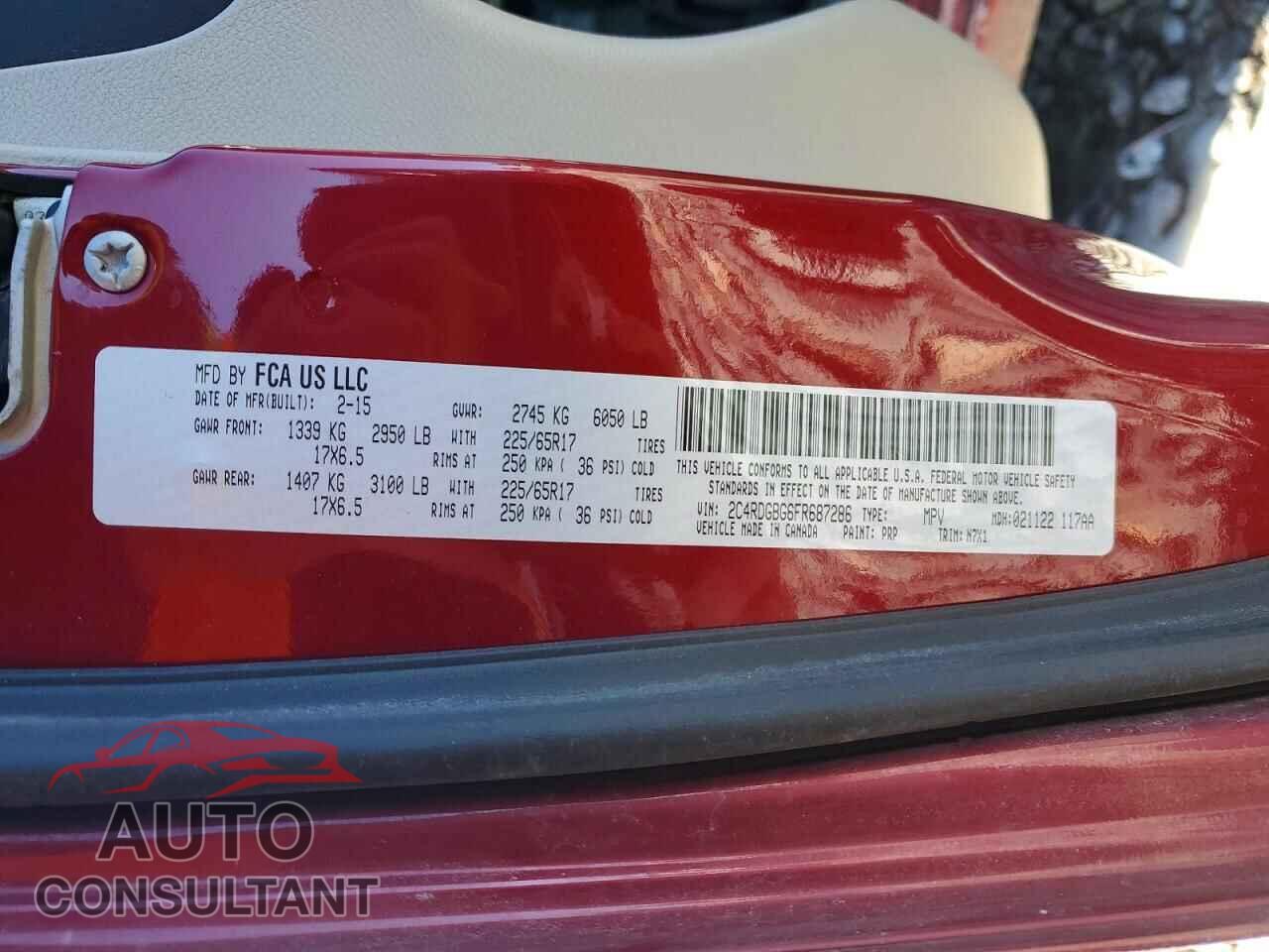 DODGE CARAVAN 2015 - 2C4RDGBG6FR687286