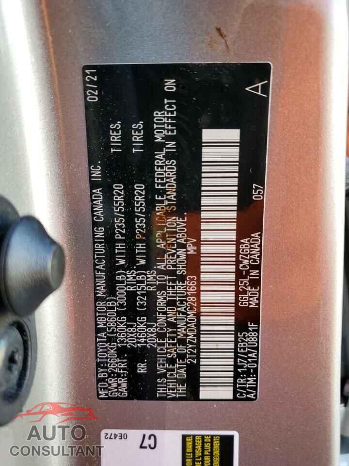 LEXUS RX350 2021 - 2T2YZMDA0MC281663