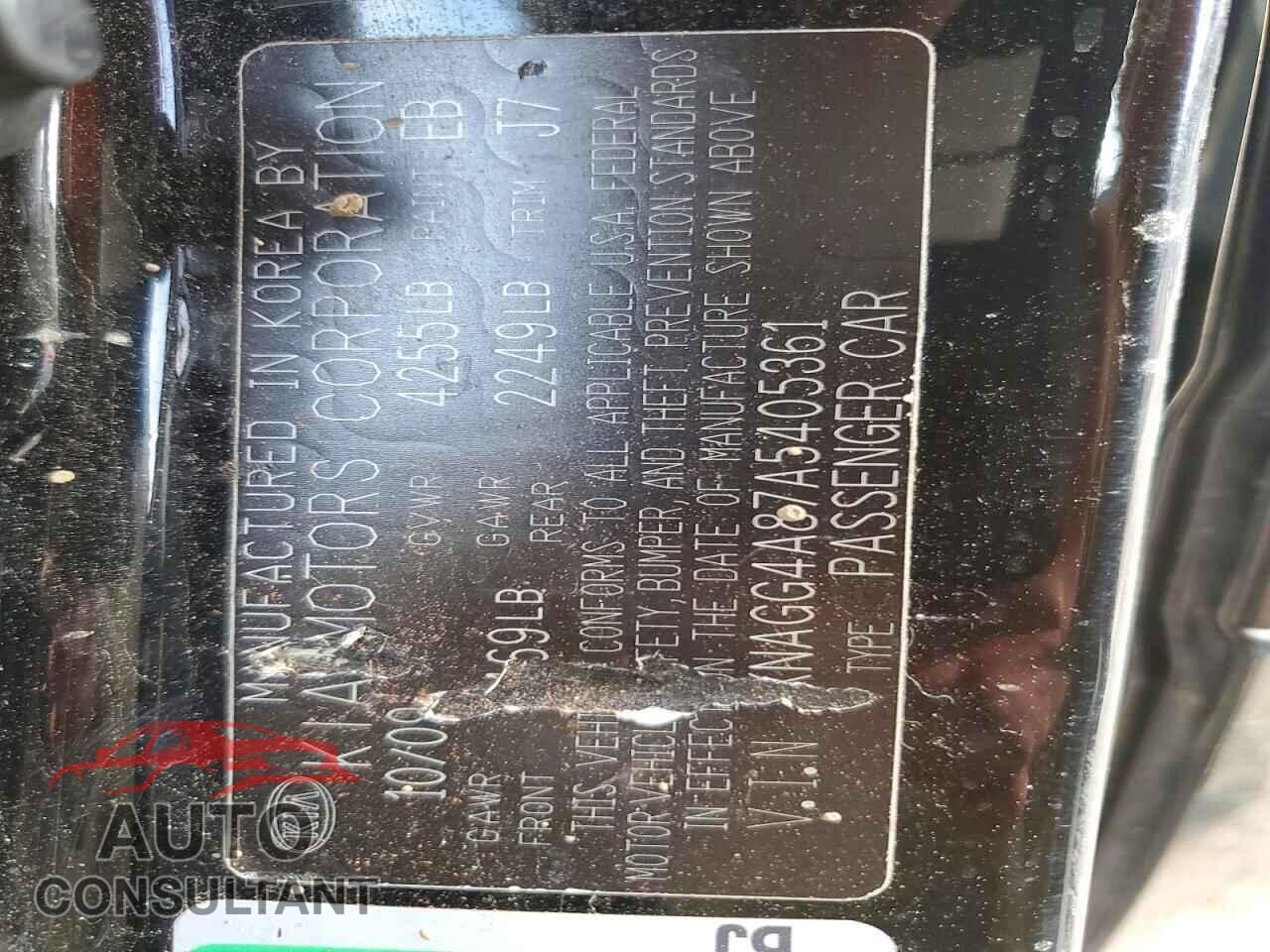 KIA OPTIMA 2010 - KNAGG4A87A5405361