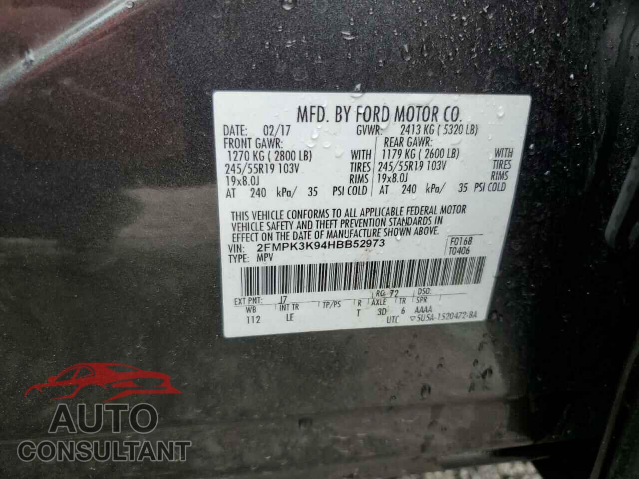 FORD EDGE 2017 - 2FMPK3K94HBB52973