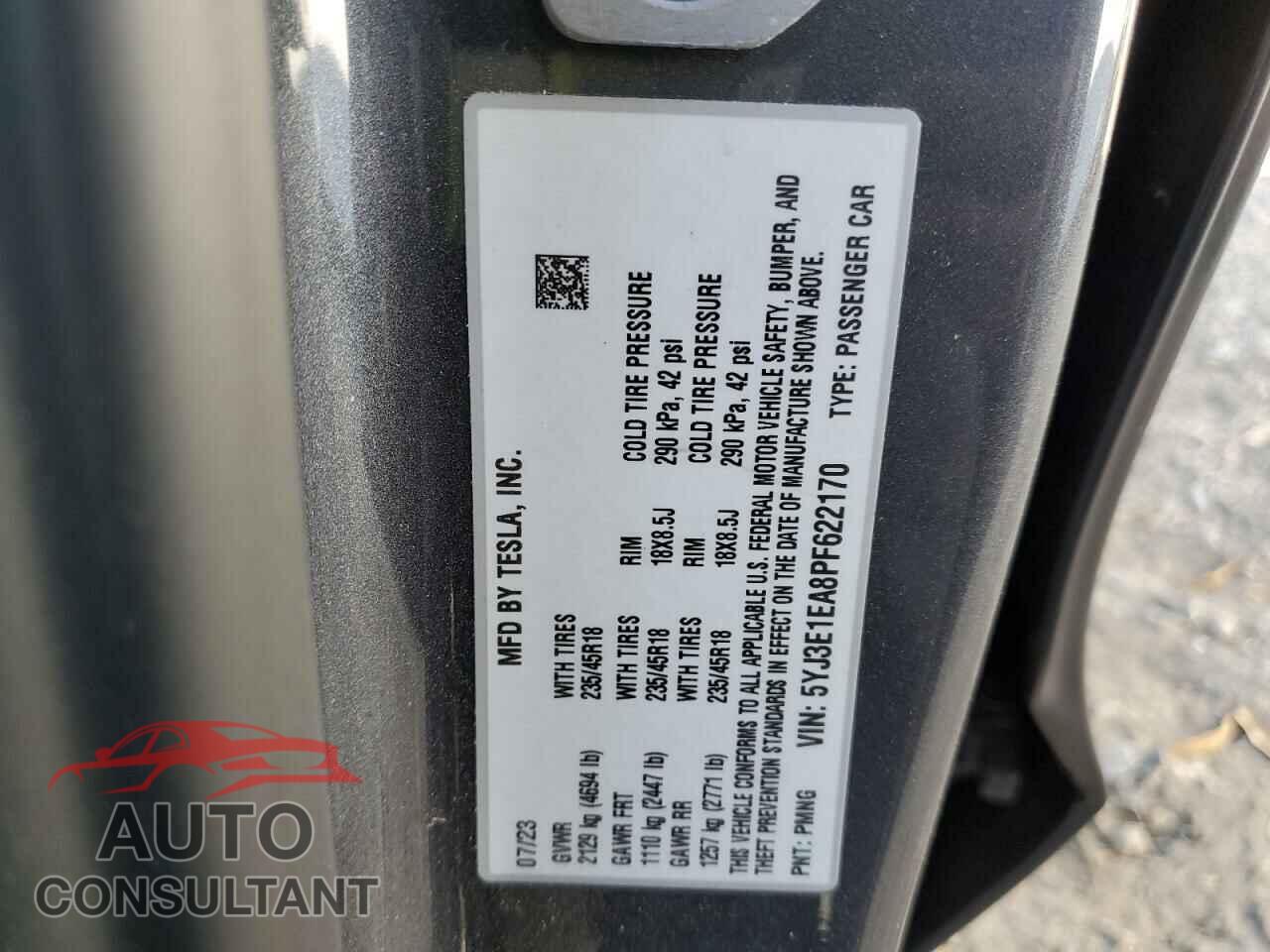 TESLA MODEL 3 2023 - 5YJ3E1EA8PF622170