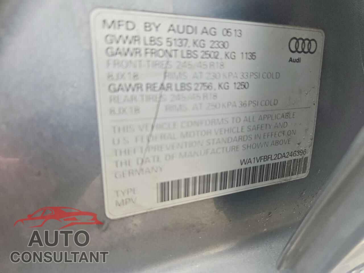 AUDI A4 2013 - WA1VFBFL2DA246396
