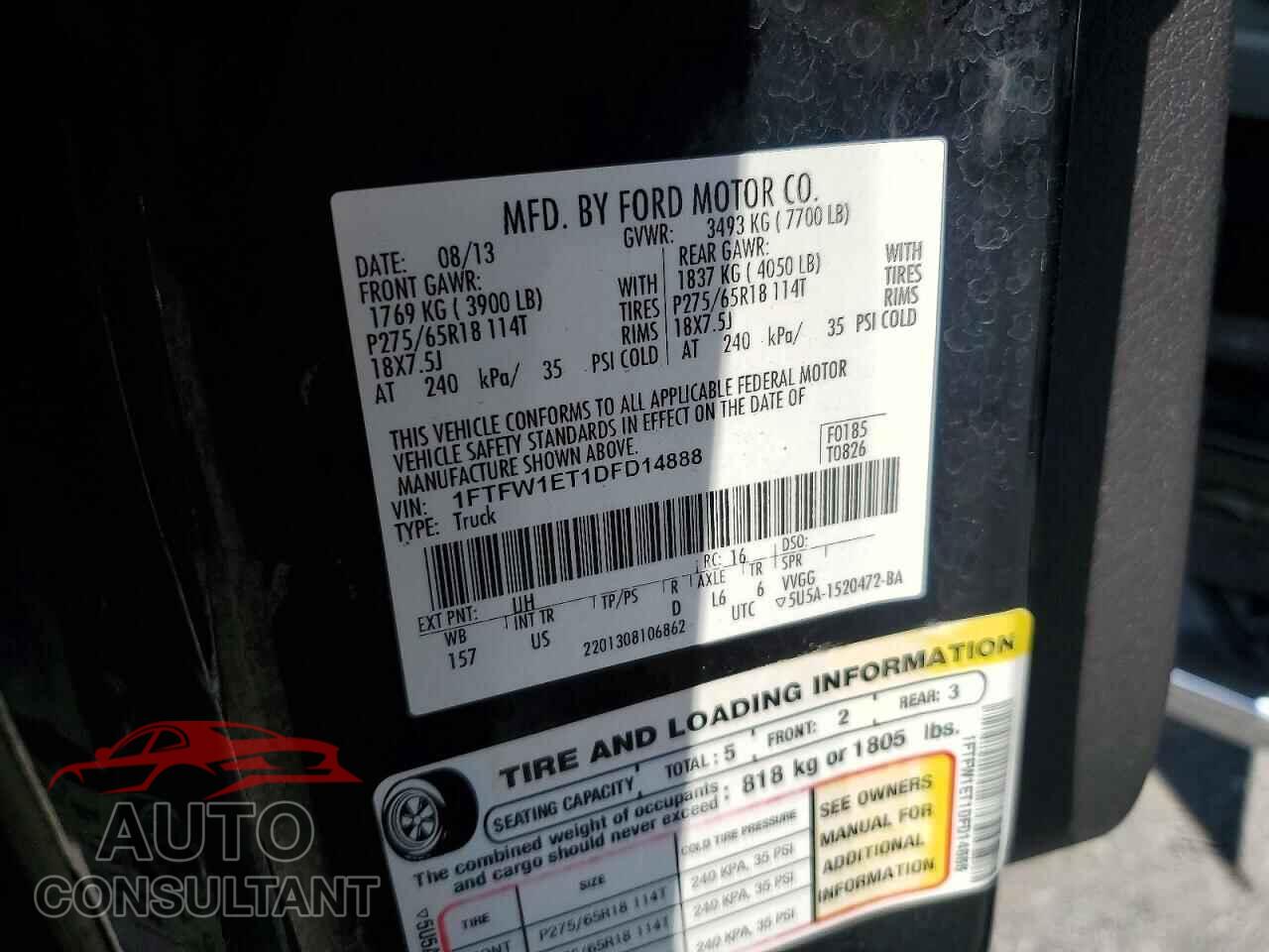 FORD F150 2013 - 1FTFW1ET1DFD14888