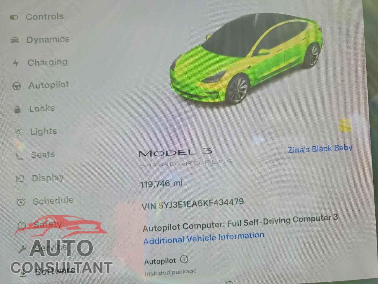TESLA MODEL 3 2019 - 5YJ3E1EA6KF434479