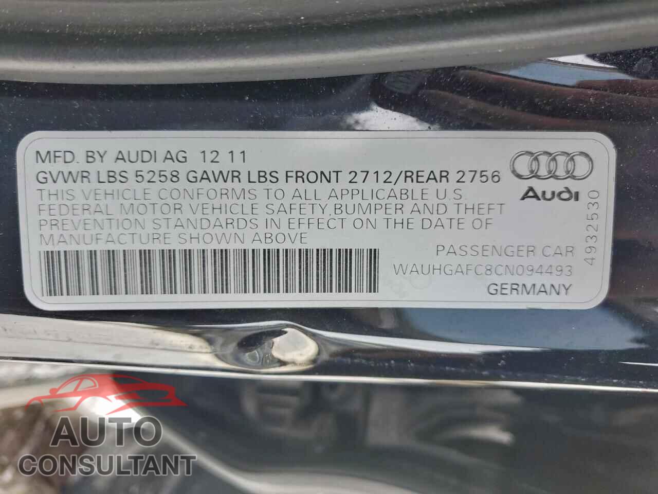 AUDI A6 2012 - WAUHGAFC8CN094493