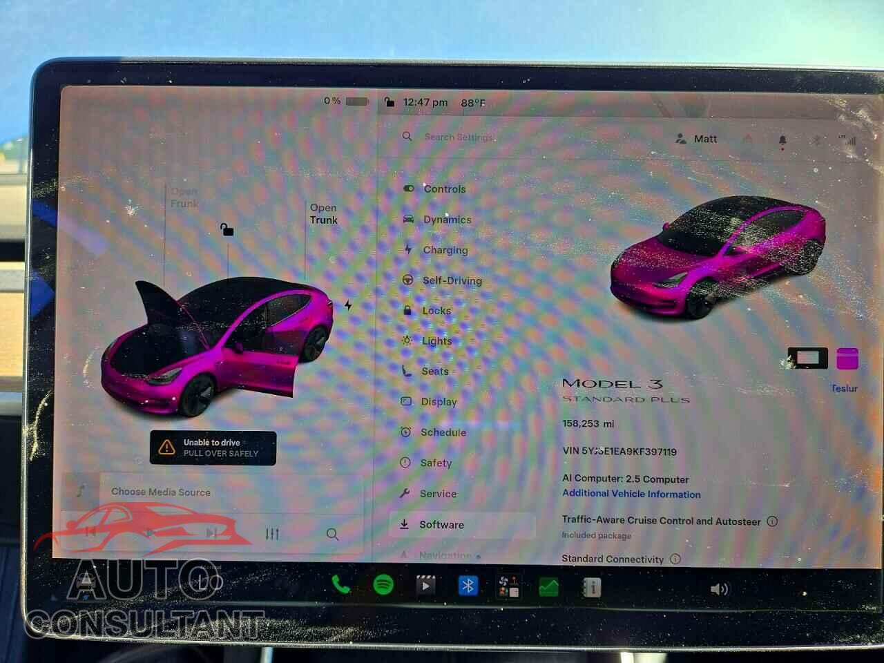 TESLA MODEL 3 2019 - 5YJ3E1EA9KF397119