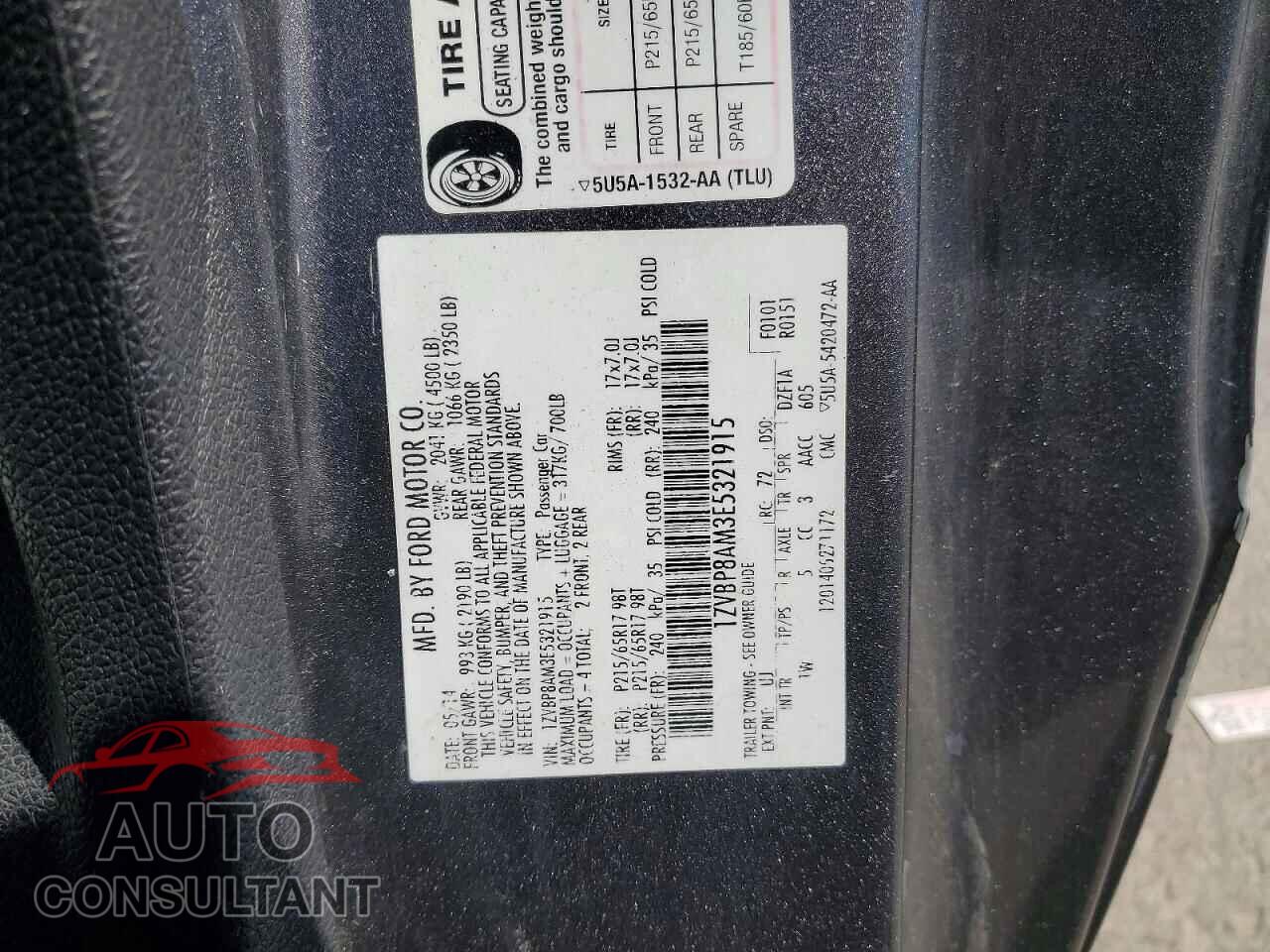 FORD MUSTANG 2014 - 1ZVBP8AM3E5321915