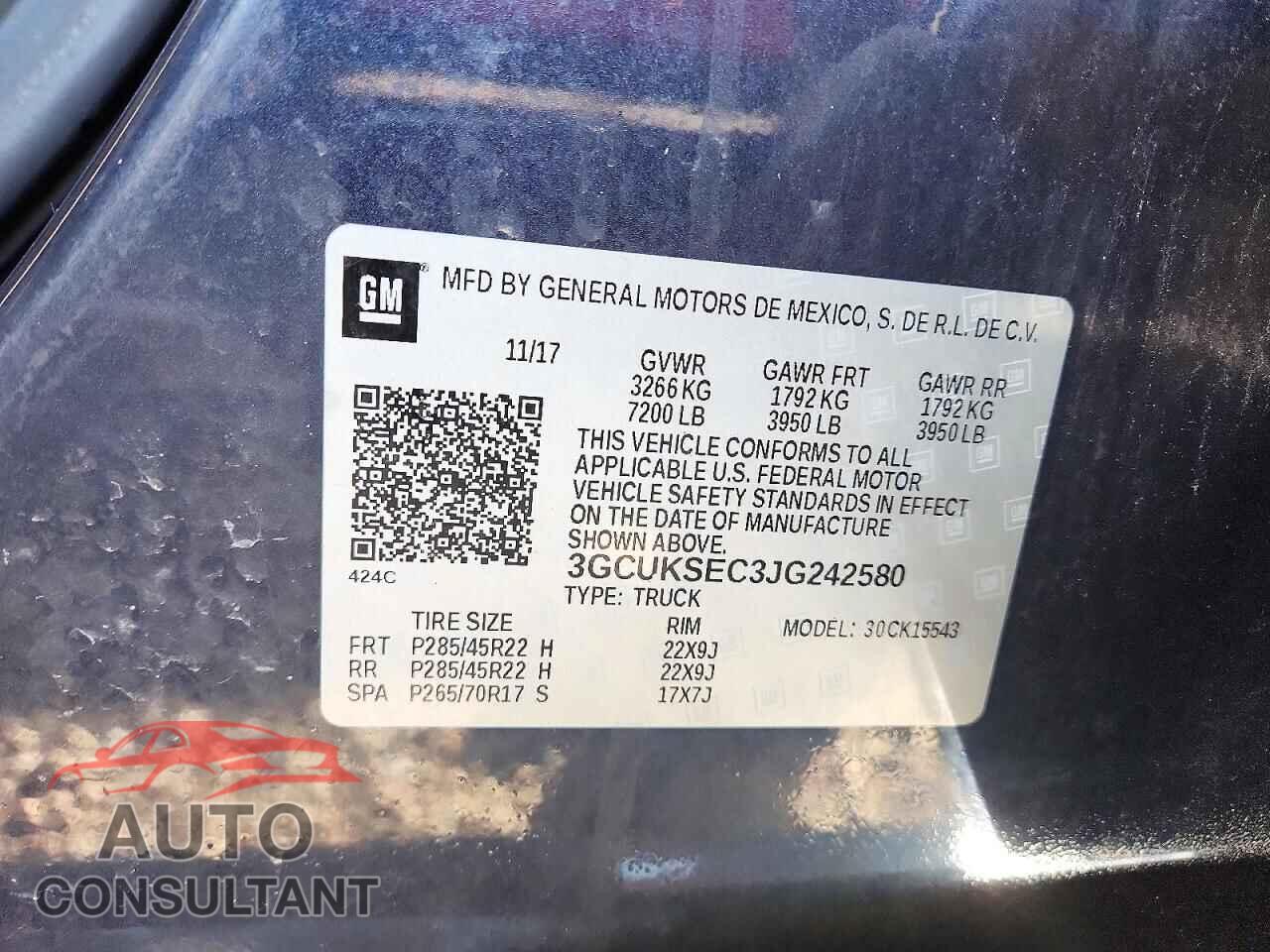 CHEVROLET SILVERADO 2018 - 3GCUKSEC3JG242580