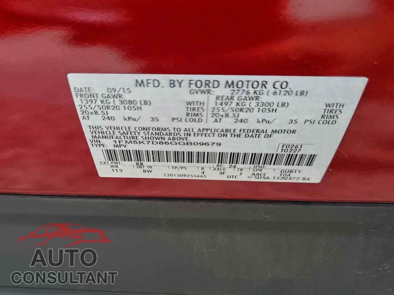FORD EXPLORER 2016 - 1FM5K7D86GGB09679