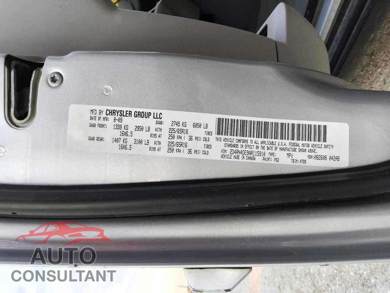DODGE CARAVAN 2010 - 2D4RN4DE9AR115910
