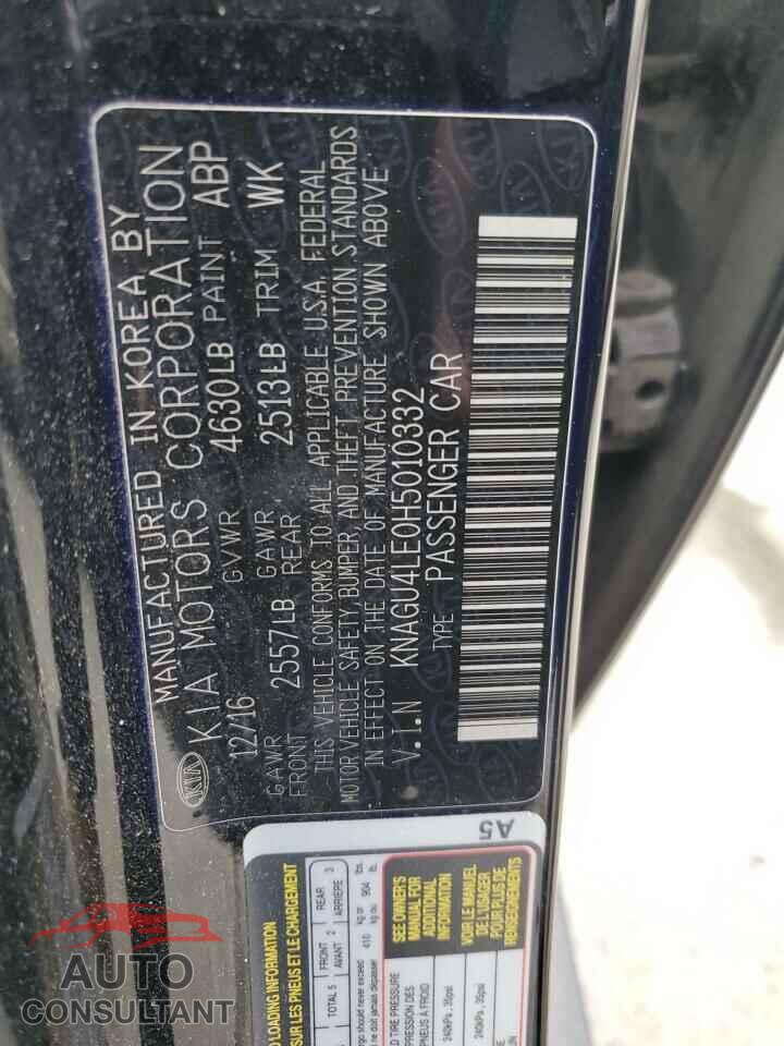 KIA OPTIMA 2017 - KNAGU4LE0H5010332