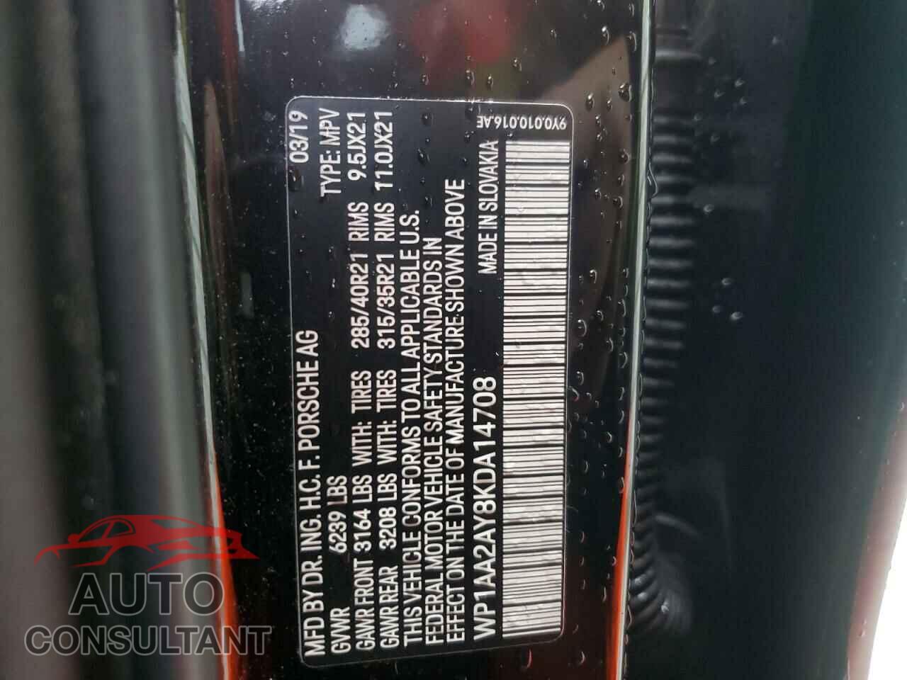 PORSCHE CAYENNE 2019 - WP1AA2AY8KDA14708