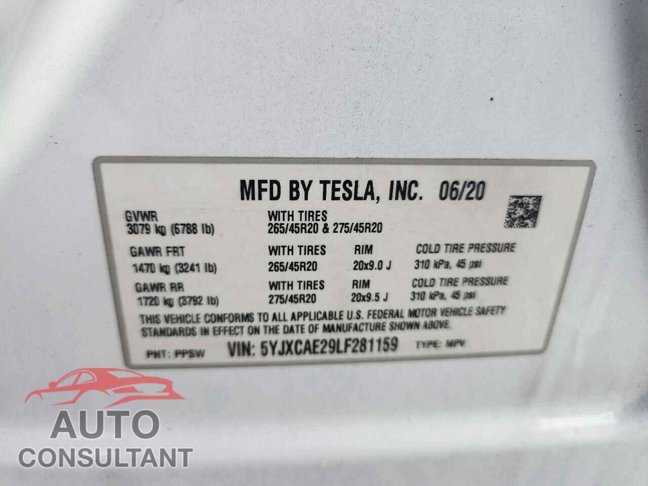 TESLA MODEL X 2020 - 5YJXCAE29LF281159