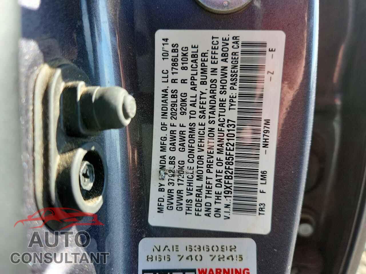 HONDA CIVIC 2015 - 19XFB2F85FE210137