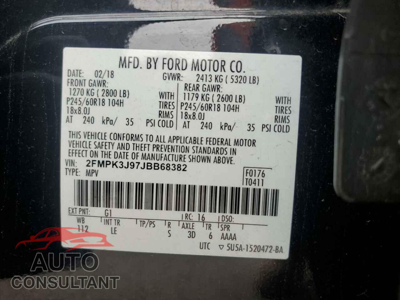 FORD EDGE 2018 - 2FMPK3J97JBB68382