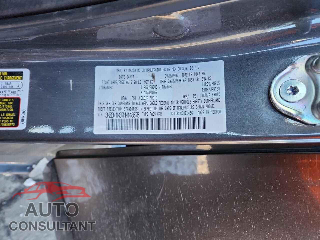 MAZDA 3 2017 - 3MZBN1M37HM148575