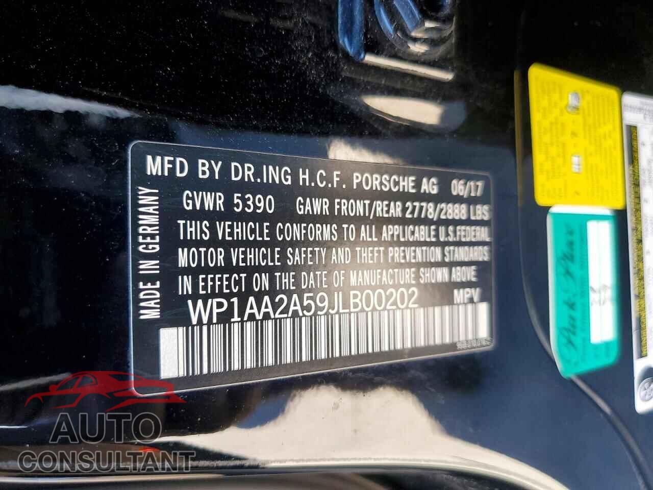 PORSCHE MACAN 2018 - WP1AA2A59JLB00202