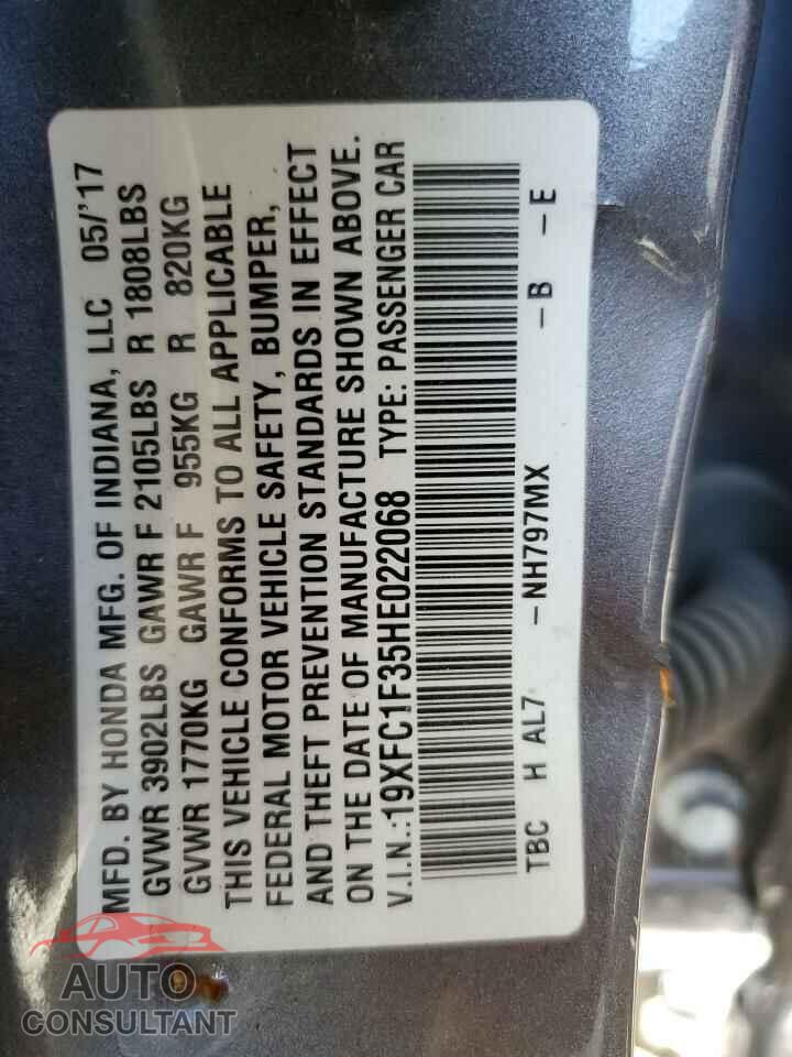 HONDA CIVIC 2017 - 19XFC1F35HE022068