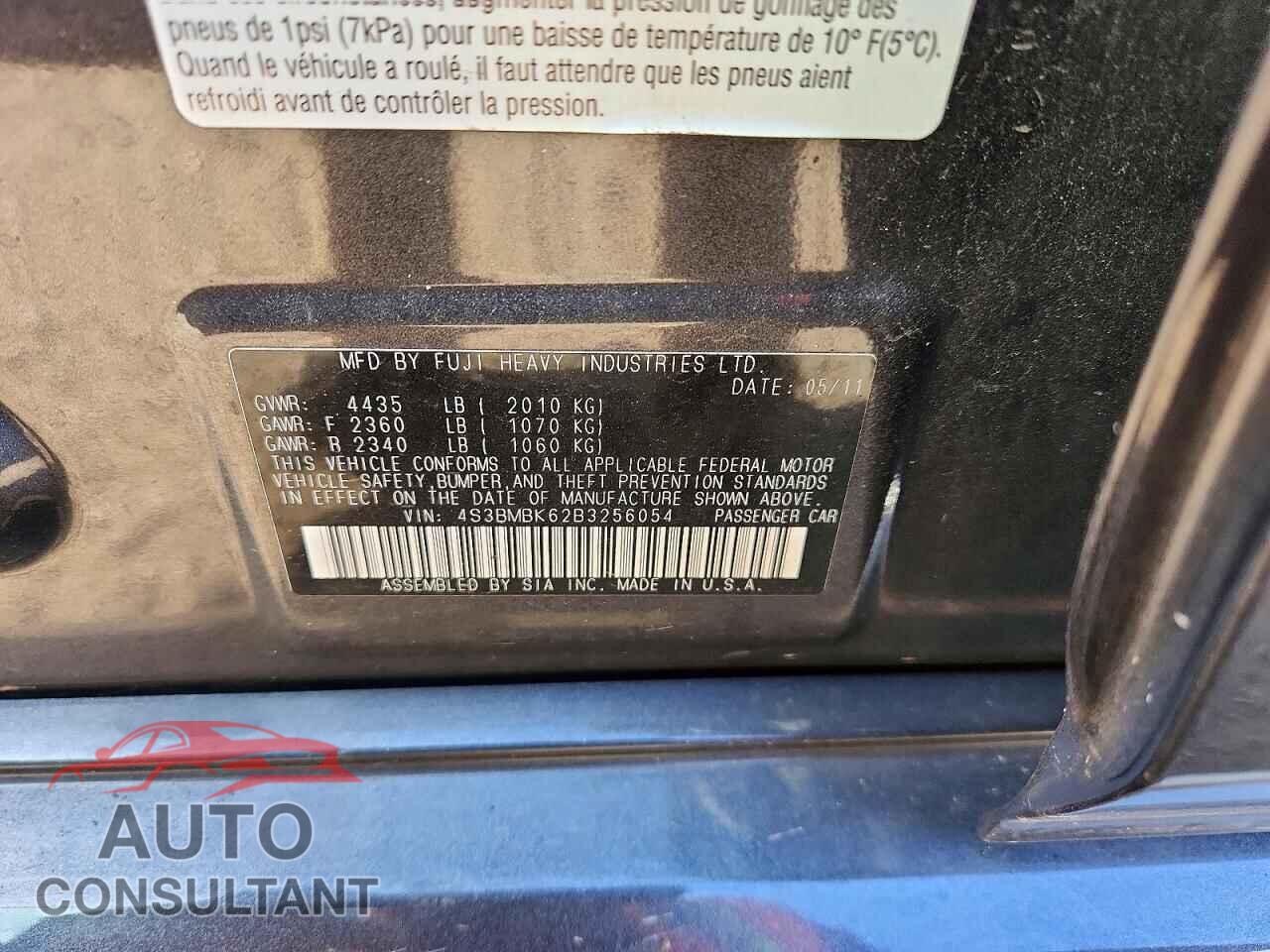 SUBARU LEGACY 2011 - 4S3BMBK62B3256054