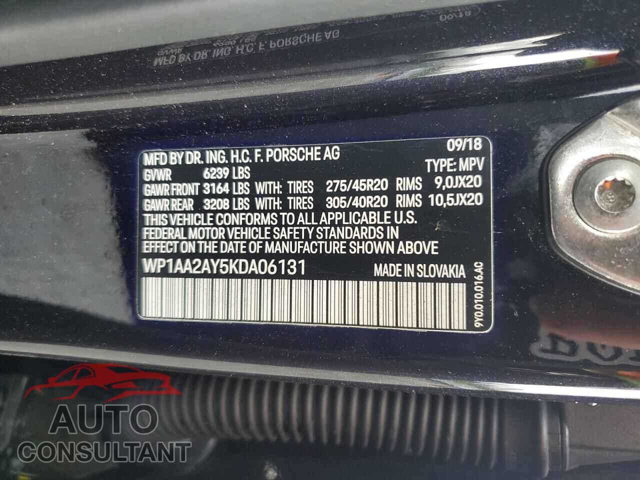 PORSCHE CAYENNE 2019 - WP1AA2AY5KDA06131