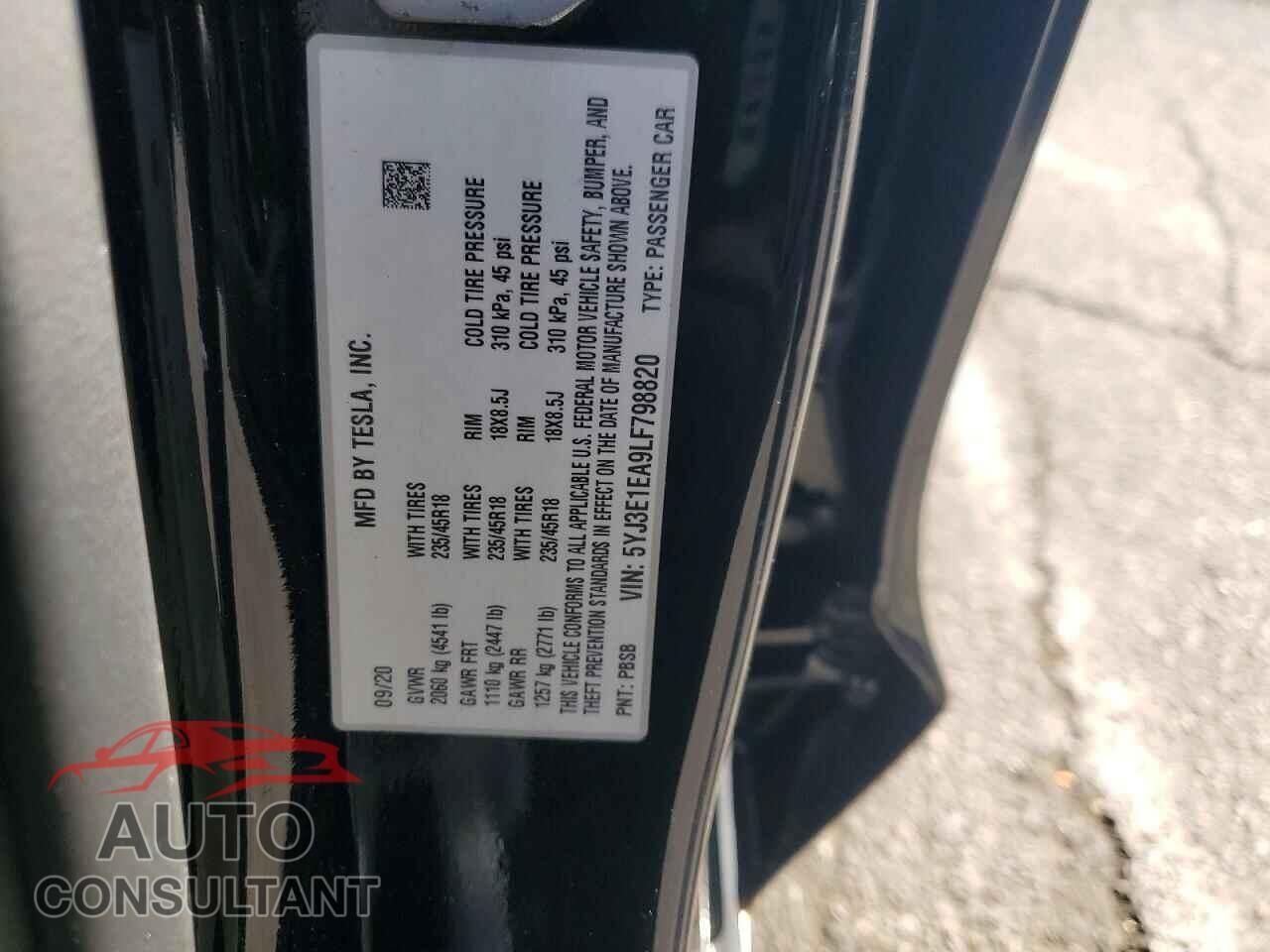 TESLA MODEL 3 2020 - 5YJ3E1EA9LF798820