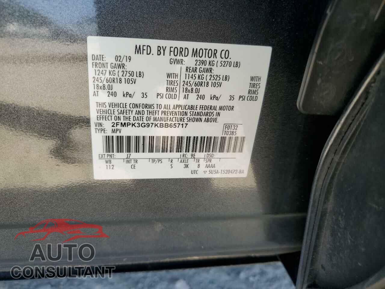FORD EDGE 2019 - 2FMPK3G97KBB65717