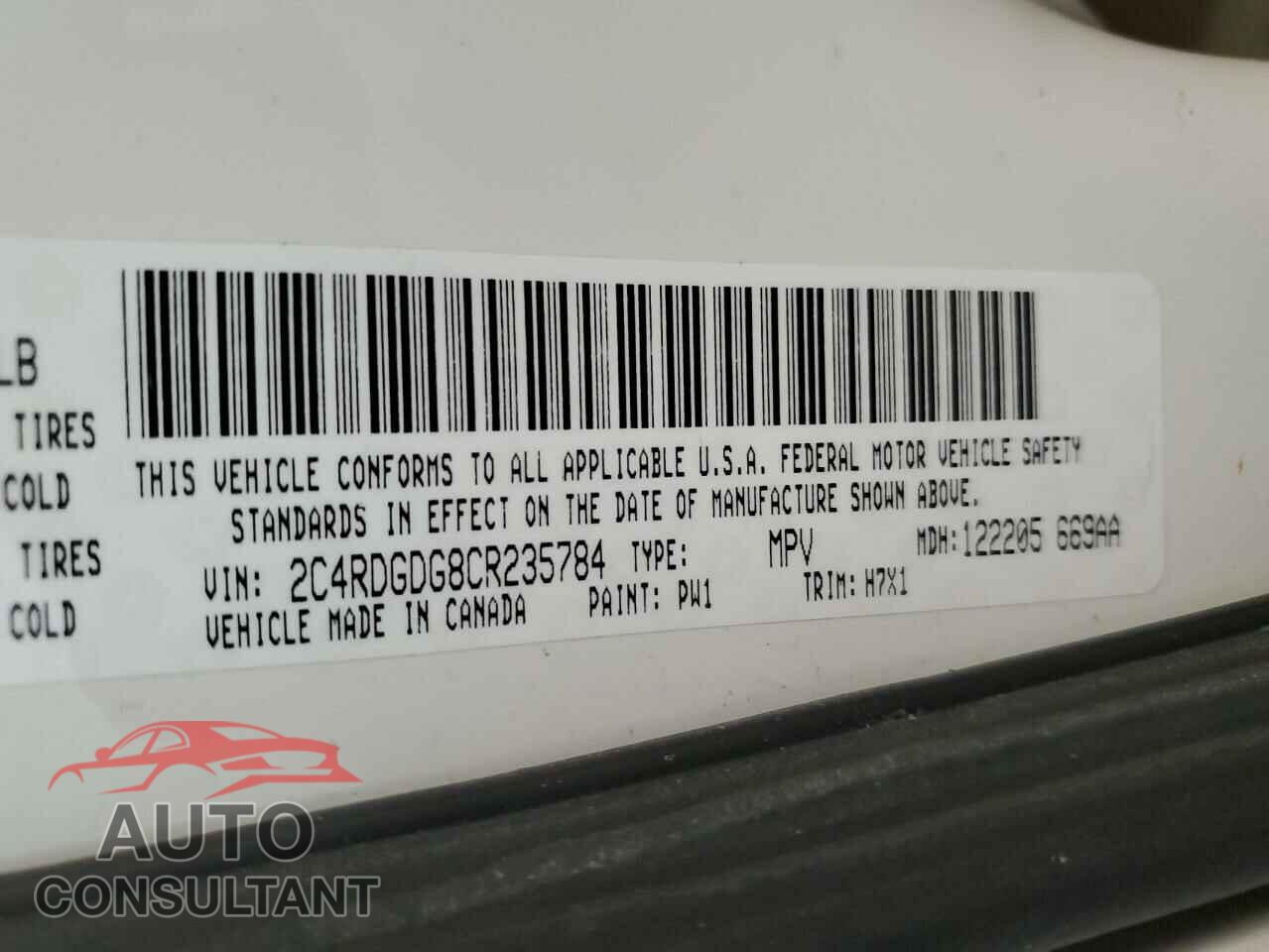 DODGE CARAVAN 2012 - 2C4RDGDG8CR235784