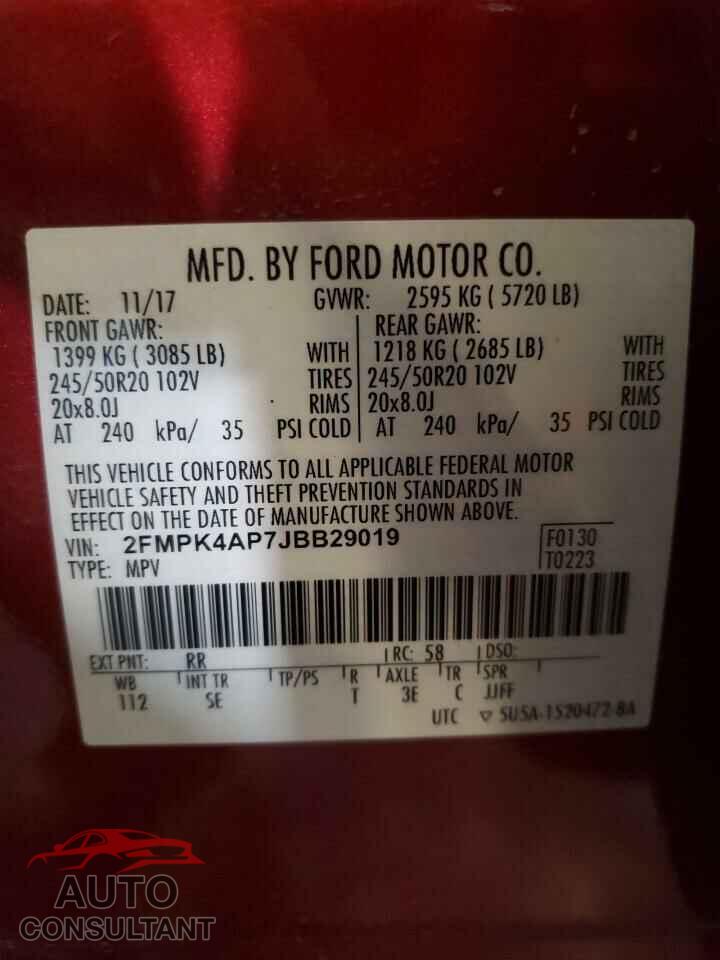 FORD EDGE 2018 - 2FMPK4AP7JBB29019