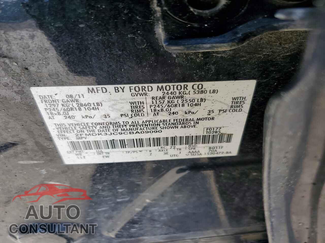 FORD EDGE 2012 - 2FMDK3JC9CBA09090