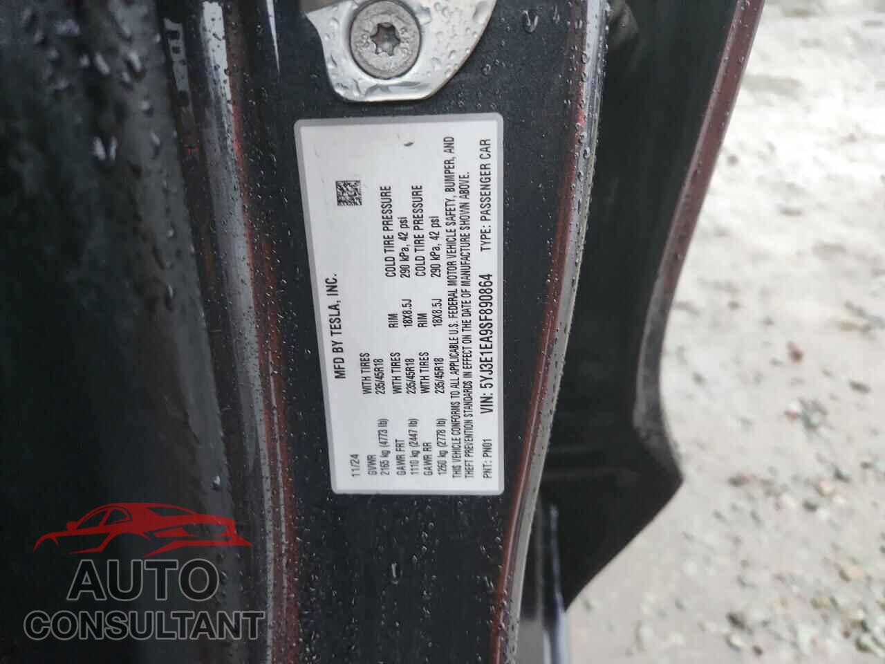 TESLA MODEL 3 2025 - 5YJ3E1EA9SF890864