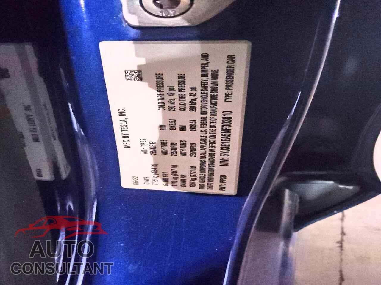 TESLA MODEL 3 2022 - 5YJ3E1EA5NF303810