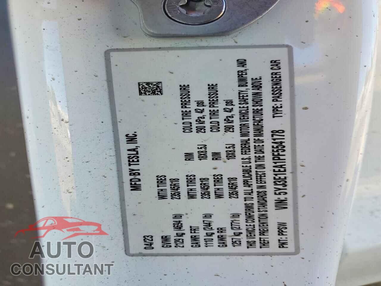 TESLA MODEL 3 2023 - 5YJ3E1EA1PF554178
