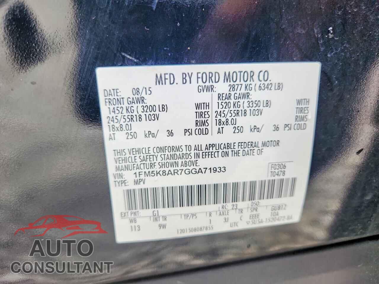 FORD EXPLORER 2016 - 1FM5K8AR7GGA71933