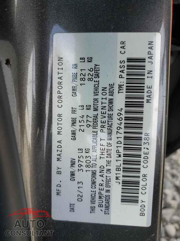 MAZDA 3 2013 - JM1BL1WP1D1794694