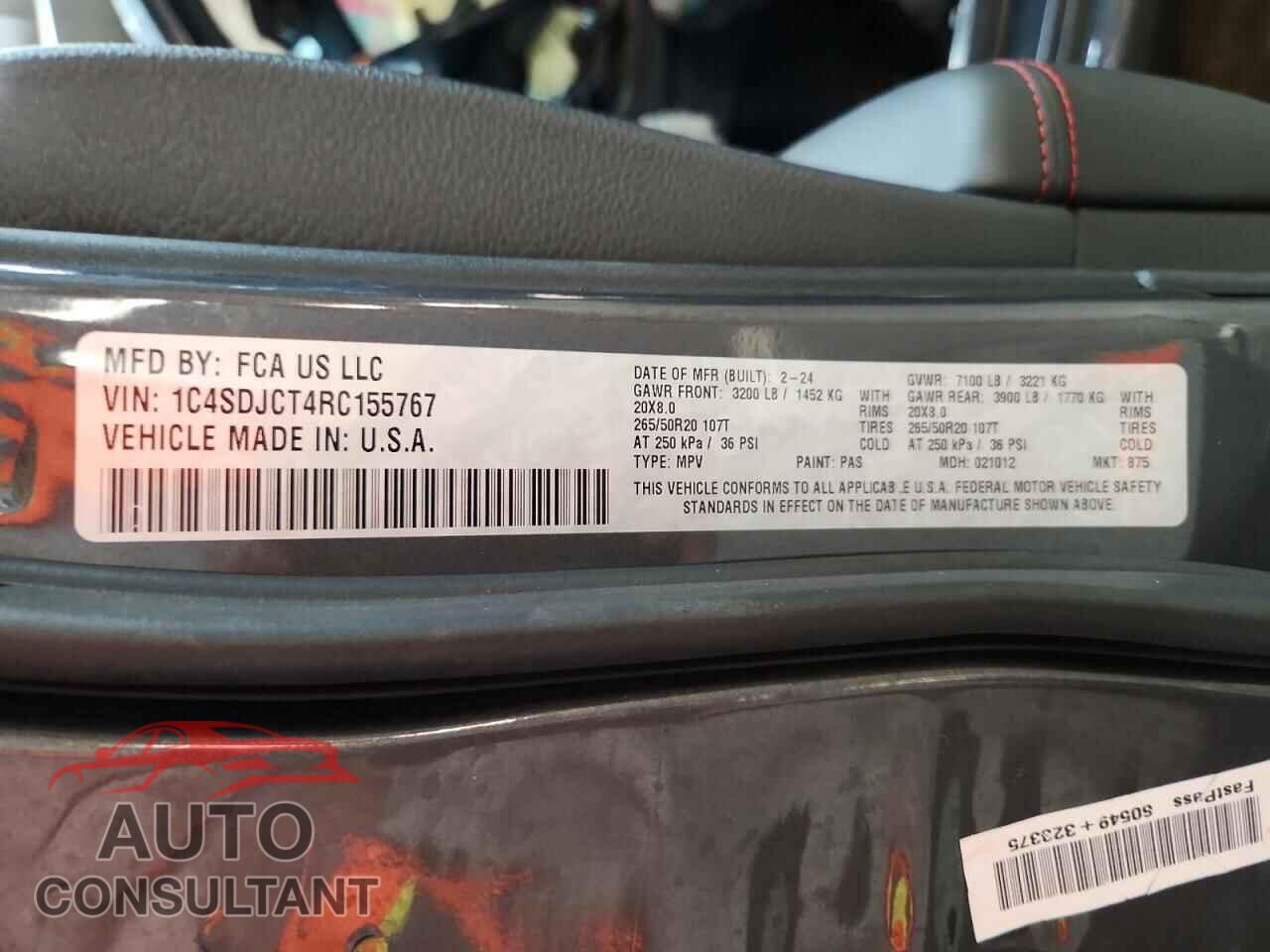 DODGE DURANGO 2024 - 1C4SDJCT4RC155767