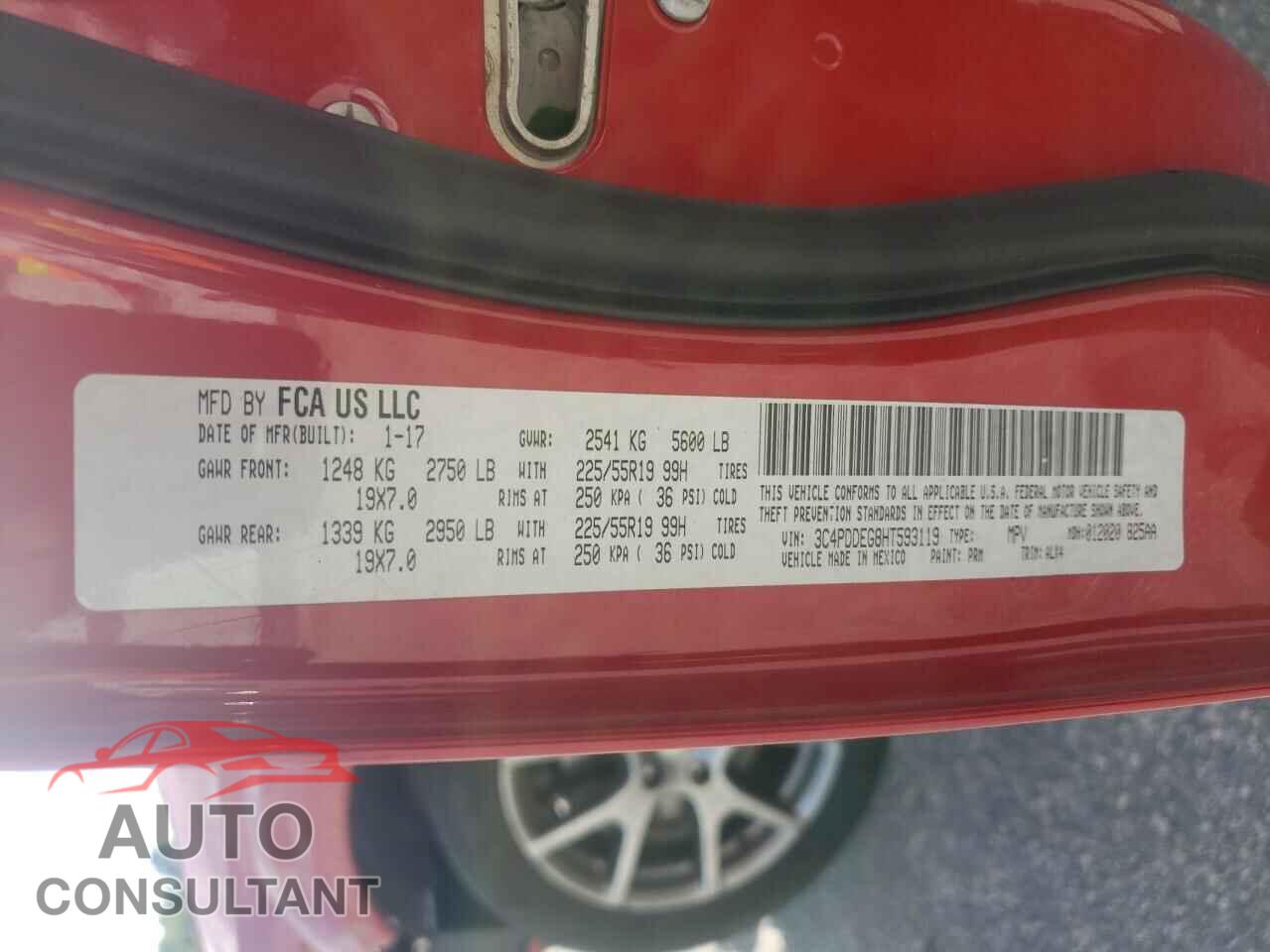 DODGE JOURNEY 2017 - 3C4PDDEG8HT593119