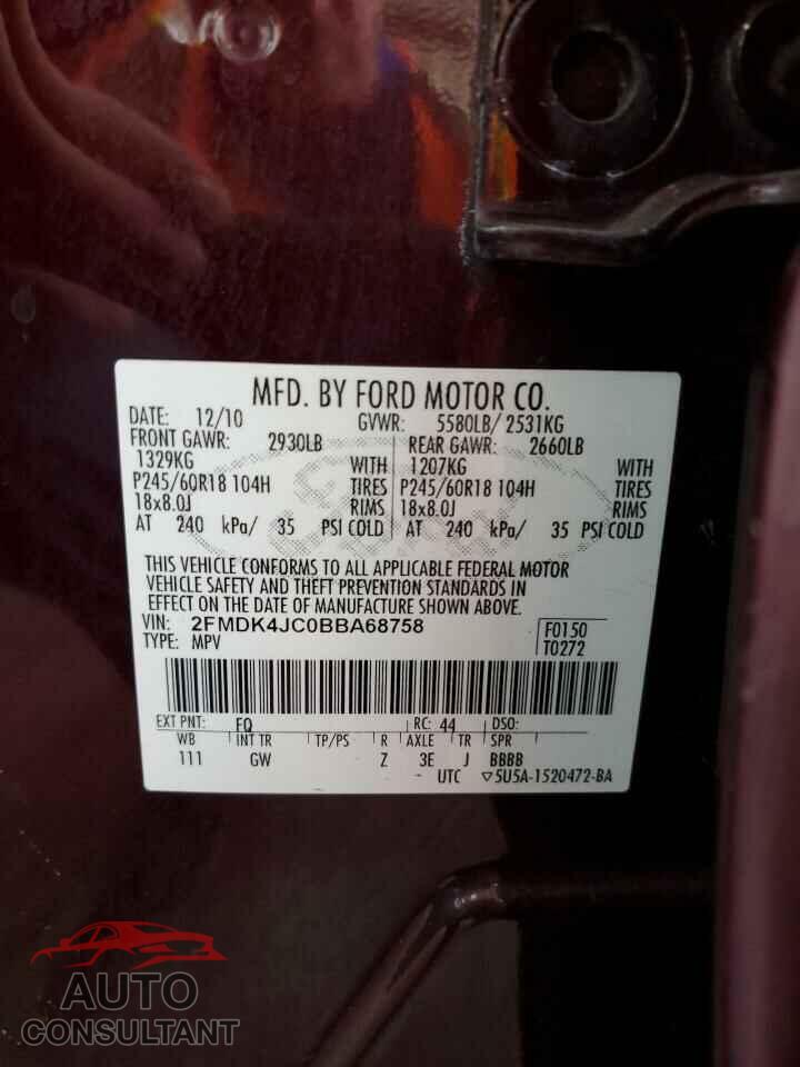 FORD EDGE 2011 - 2FMDK4JC0BBA68758