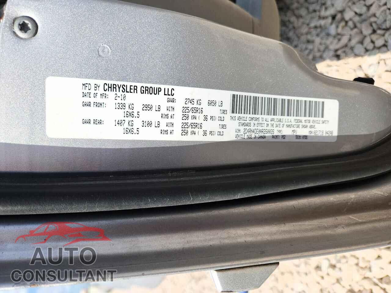 DODGE CARAVAN 2010 - 2D4RN4DE0AR260026