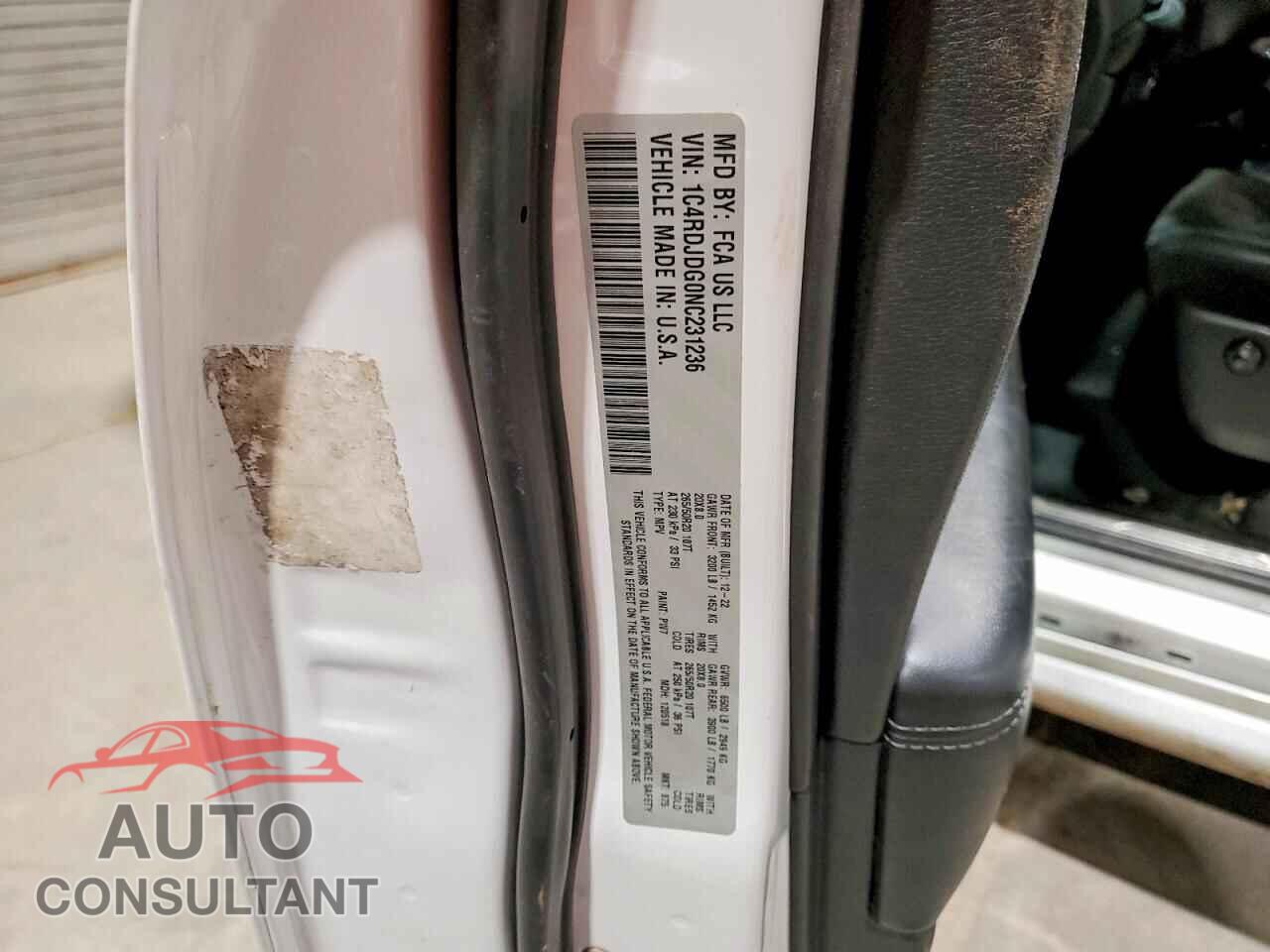 DODGE DURANGO 2022 - 1C4RDJDG0NC231236