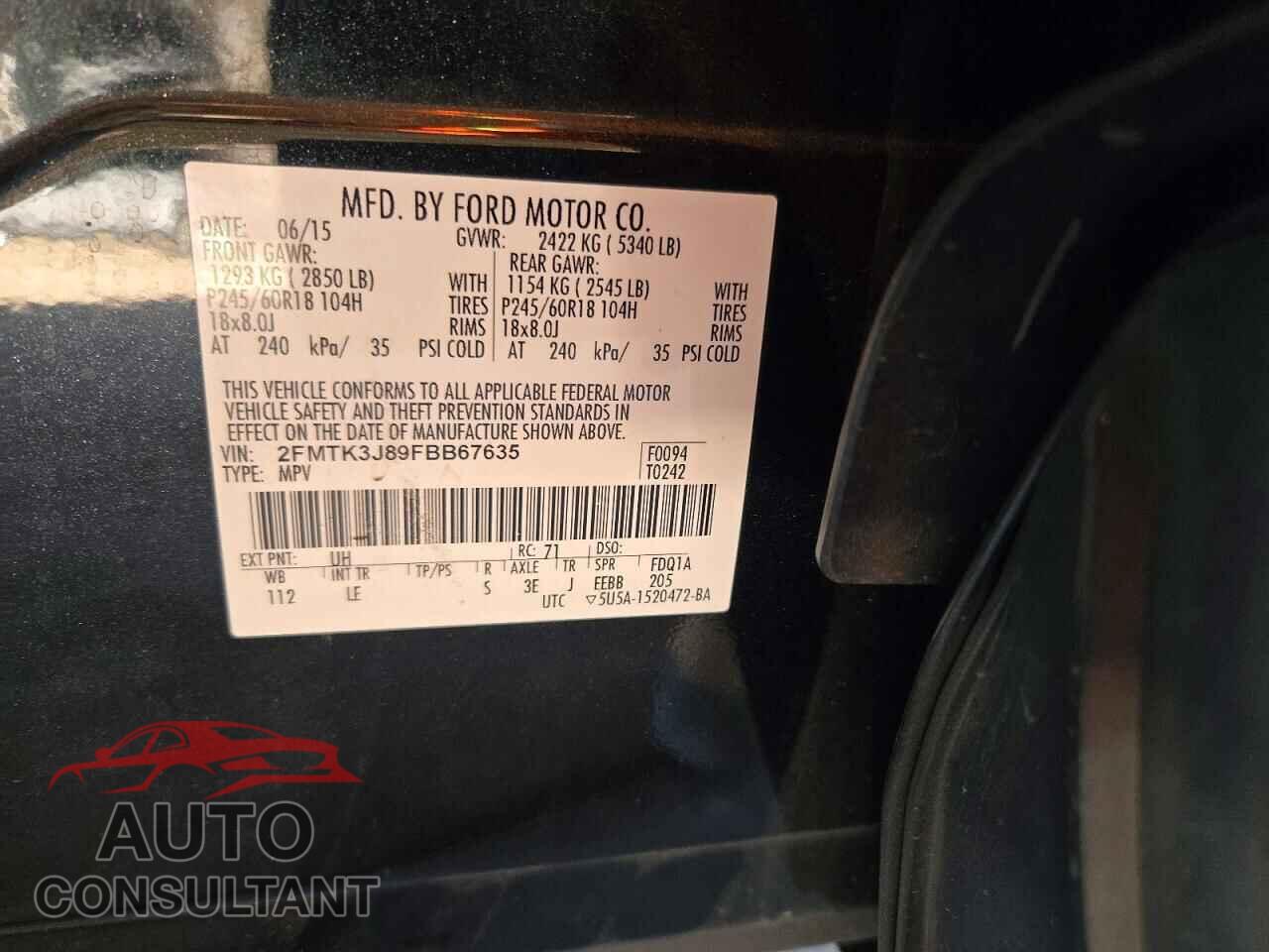 FORD EDGE 2015 - 2FMTK3J89FBB67635