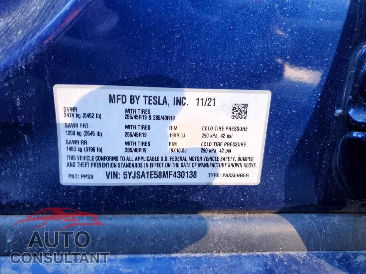 TESLA MODEL S 2021 - 5YJSA1E58MF430138