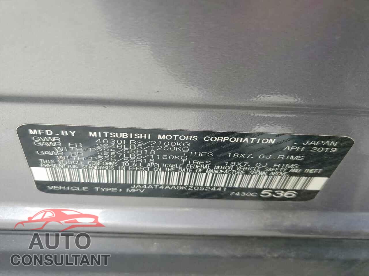 MITSUBISHI ECLIPSE CROSS 2019 - JA4AT4AA9KZ052441